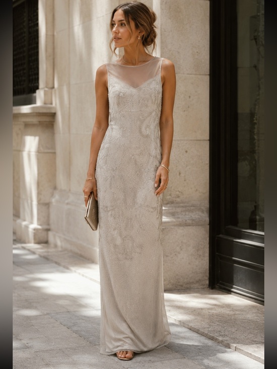 Adrianna Papell Dresses & Skirts - Adrianna Papell Ivory Beaded Gown Size 4 Wedding Guest Formal Dress